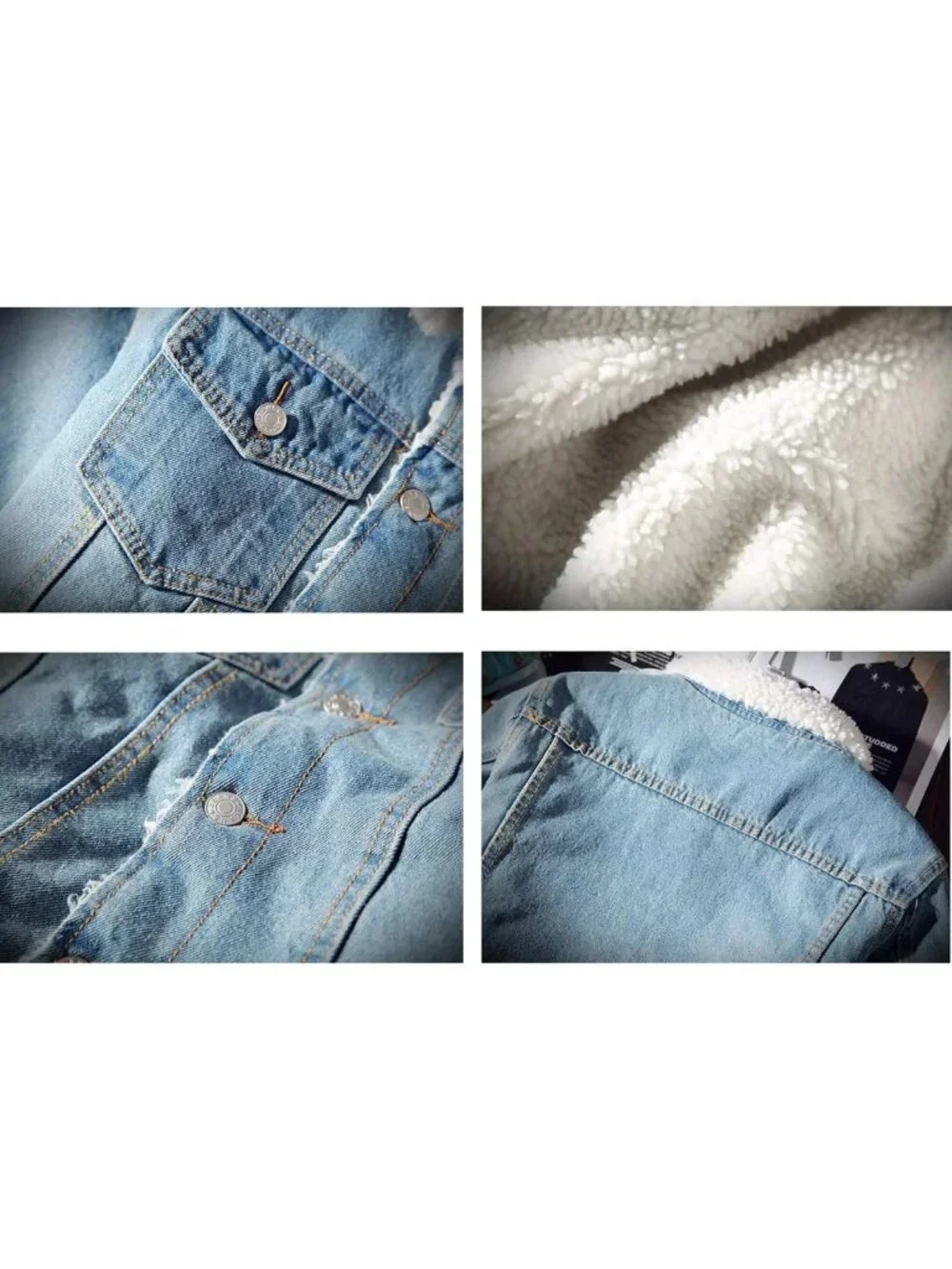 Cozy Sherpa Lined Denim Trucker Jacket for Men - Thick, Stylish Outerwear